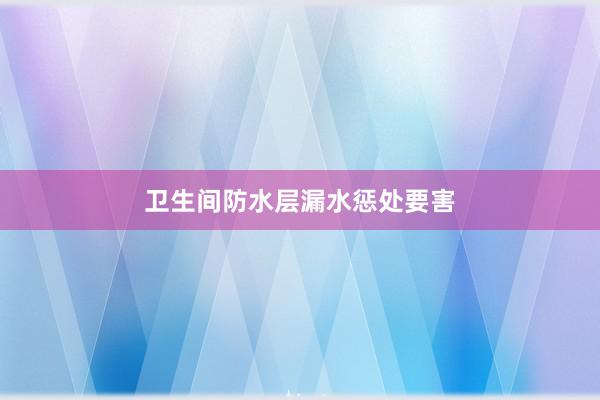 卫生间防水层漏水惩处要害